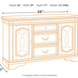 Ashley Furniture - REALYN DINING ROOM SERVER - White Glass|Wood - Servers - Additional View 3