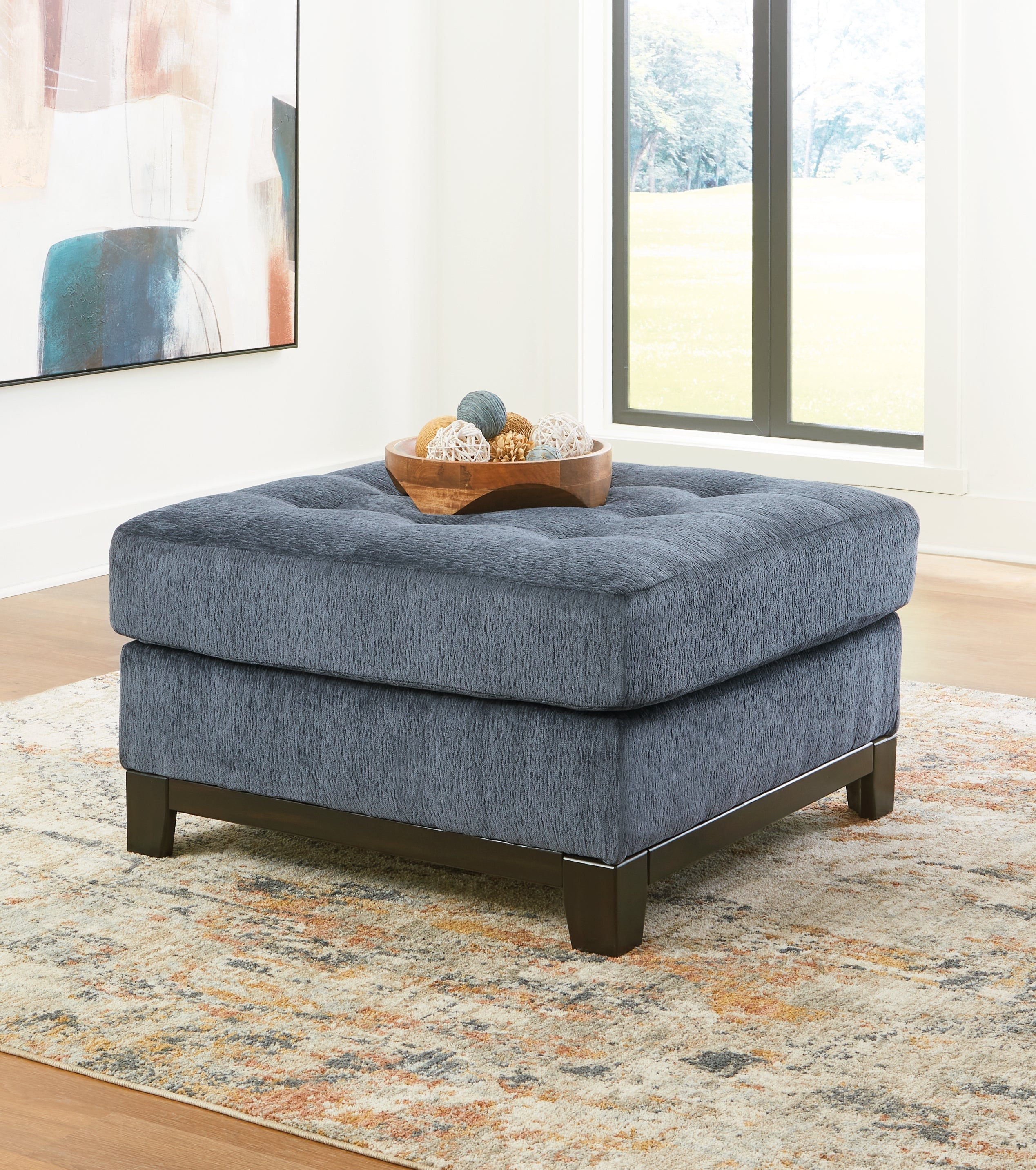 Ashley Furniture - MAXON PLACE NAVY OVERSIZED OTTOMAN - Blue Fabric - Ottomans - Additional View 1