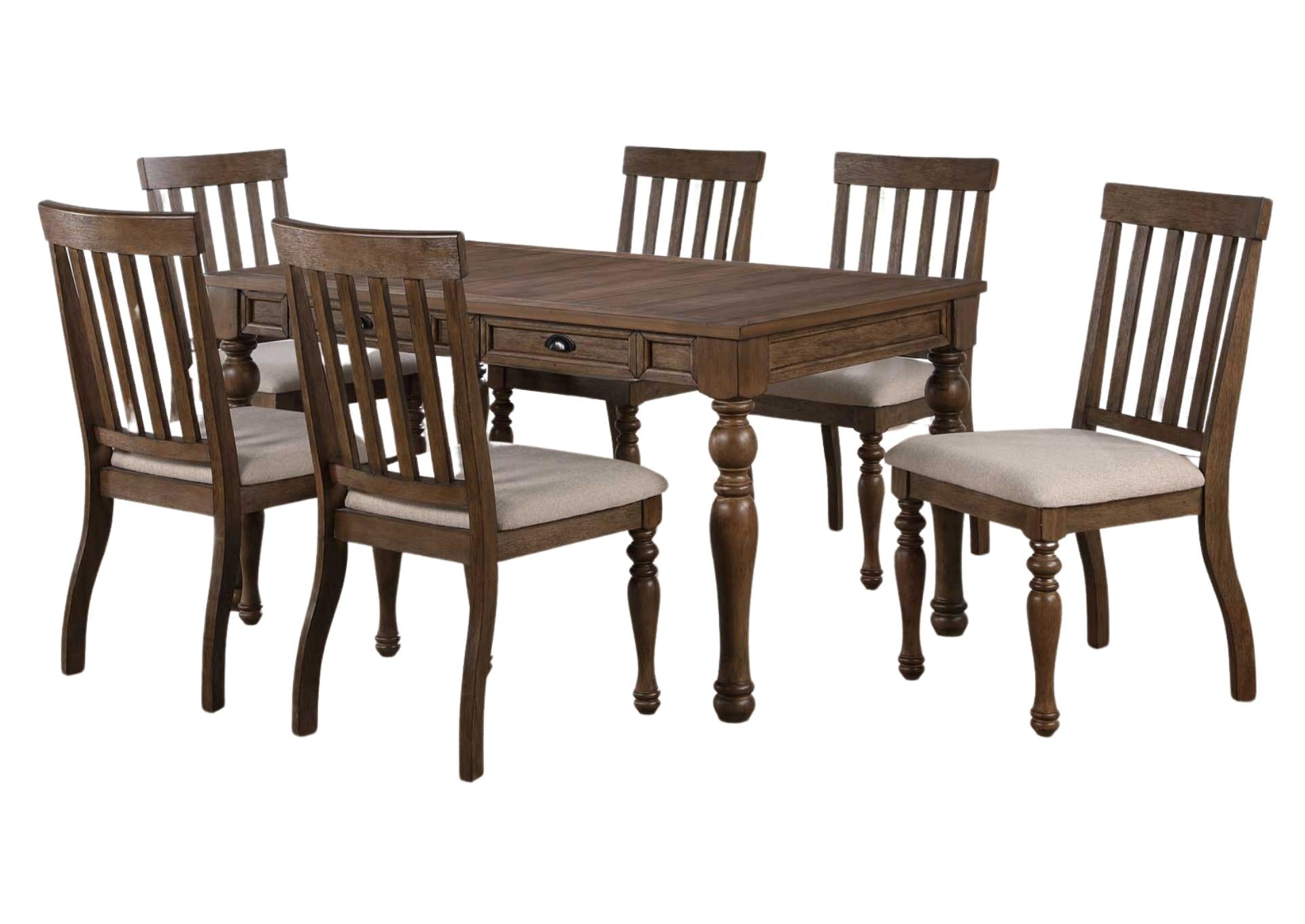 Joanna 7 Piece Dining Set - Brown