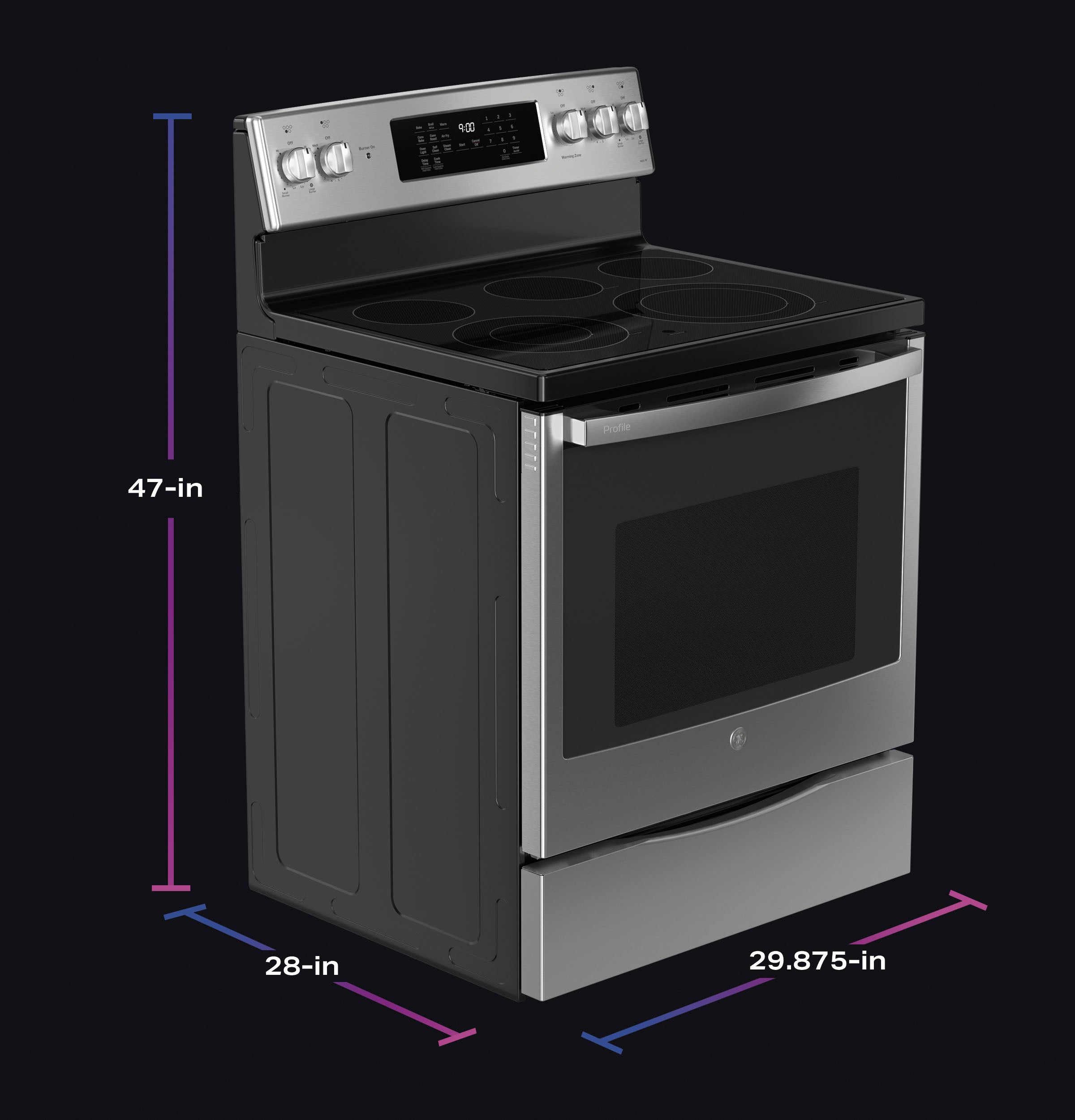 PROFILE FINGERPRINT RESISTANT ELECTRIC RANGE - Pearl Silver|Black - Ranges - Additional View 14