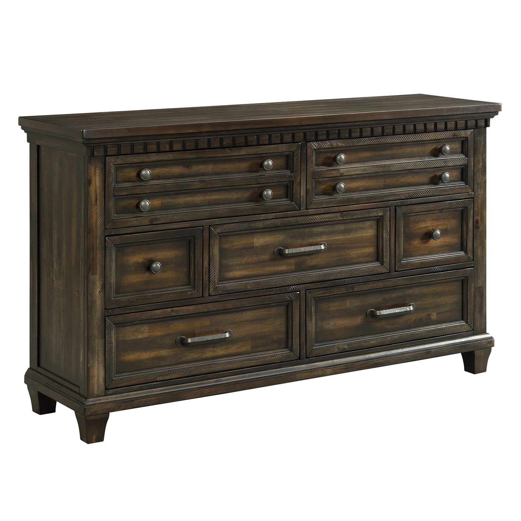 Elements International - Mccoy Dresser - Charcoal - Dark Brown|Dark Gray Wood - Dresser & Mirror