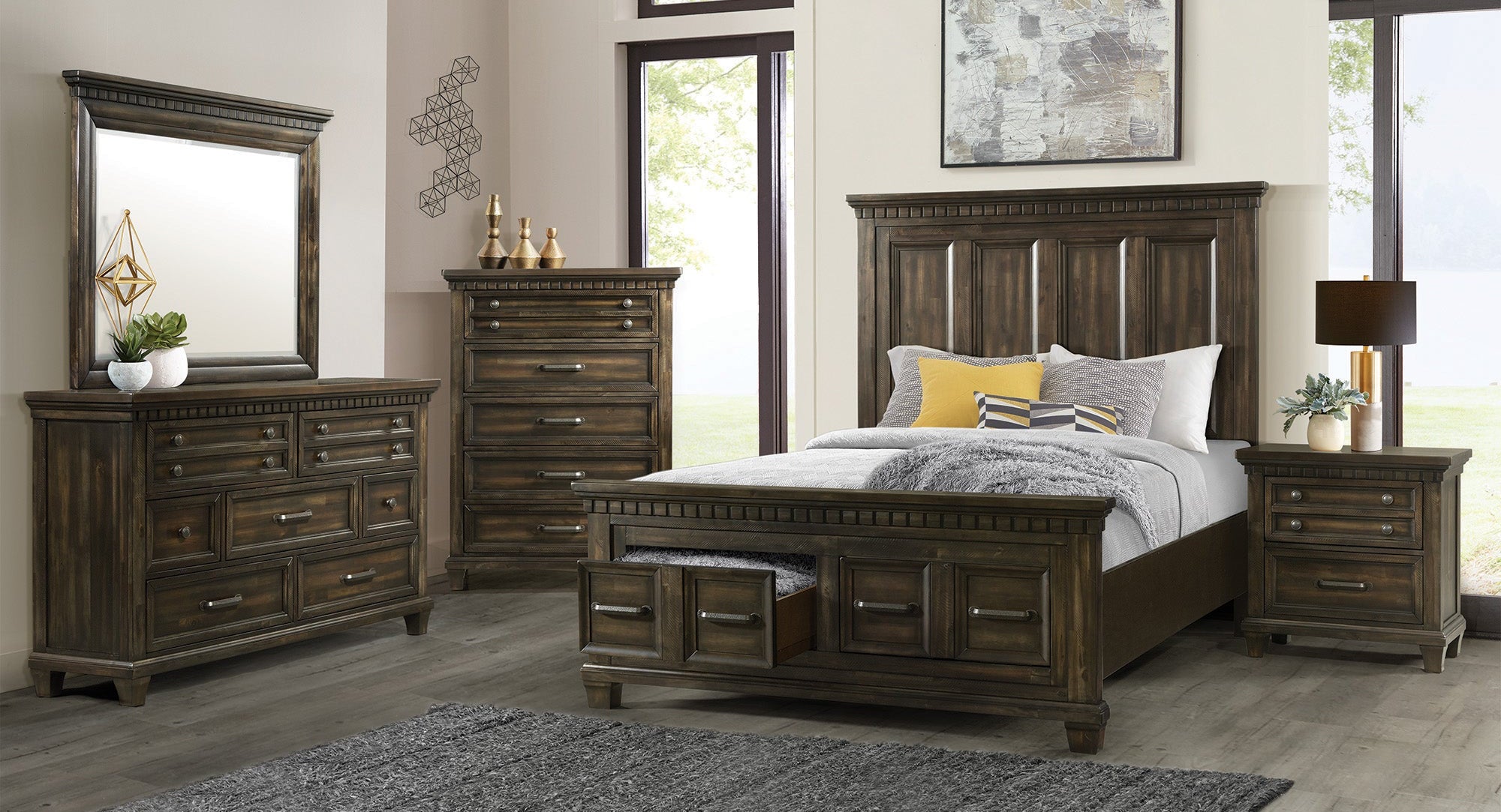 Elements International - Mccoy Dresser - Charcoal - Dark Brown|Dark Gray Wood - Dresser & Mirror - Additional View 2