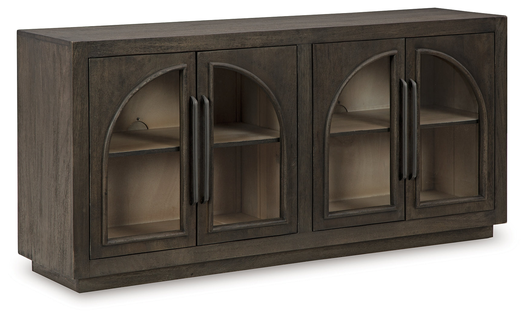 Ashley Furniture - DRELEY ACCENT CABINET - Dark Brown Glass|Wood|Metal - Cabinets
