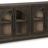 Ashley Furniture - DRELEY ACCENT CABINET - Dark Brown Glass|Wood|Metal - Cabinets