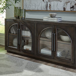 Ashley Furniture - DRELEY ACCENT CABINET - Dark Brown Glass|Wood|Metal - Cabinets - Additional View 1