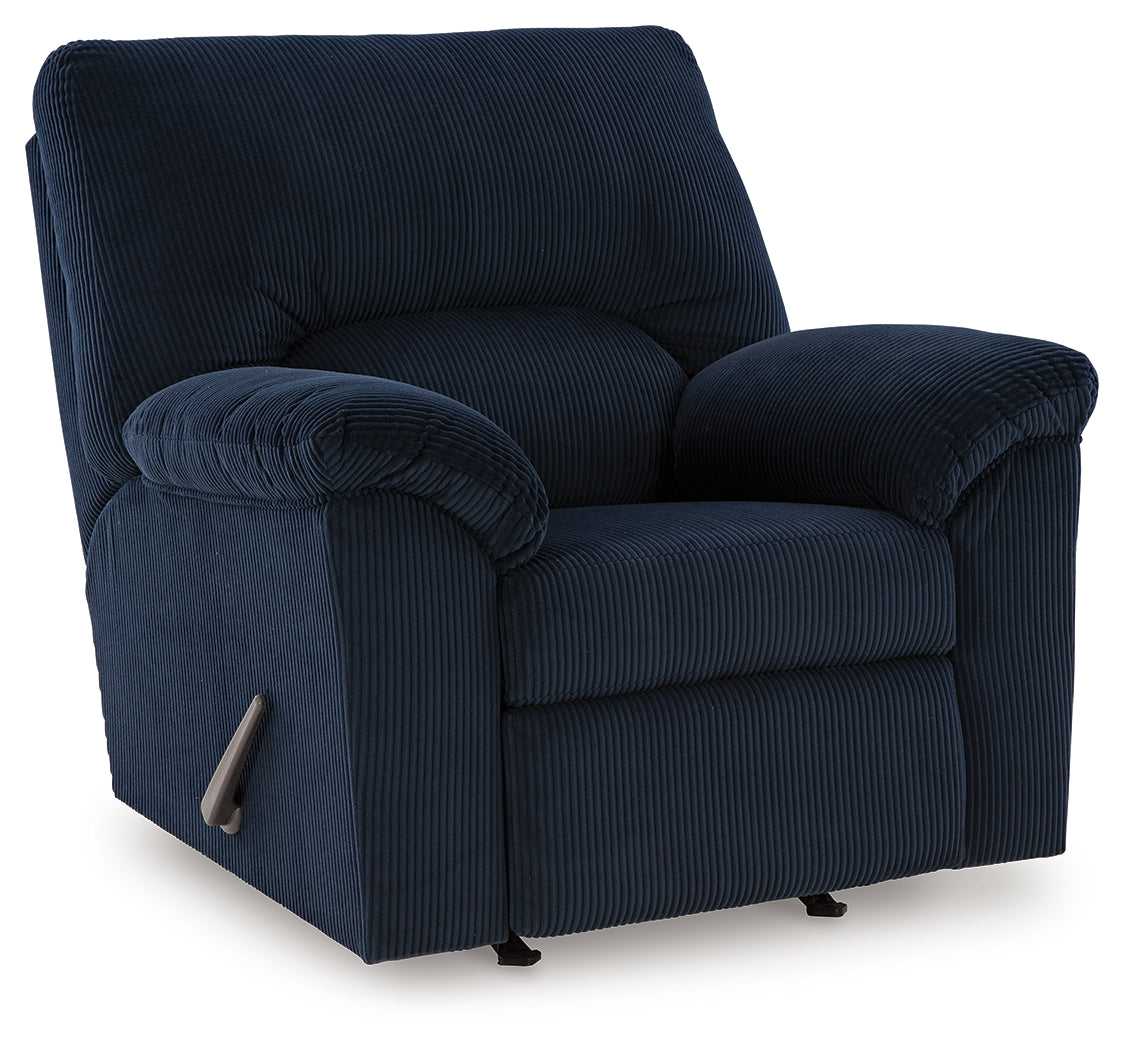Ashley Furniture - Simplejoy Recliner - Navy - Blue Fabric - Recliners