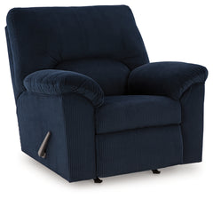 Ashley Furniture - Simplejoy Recliner - Navy - Blue Fabric - Recliners