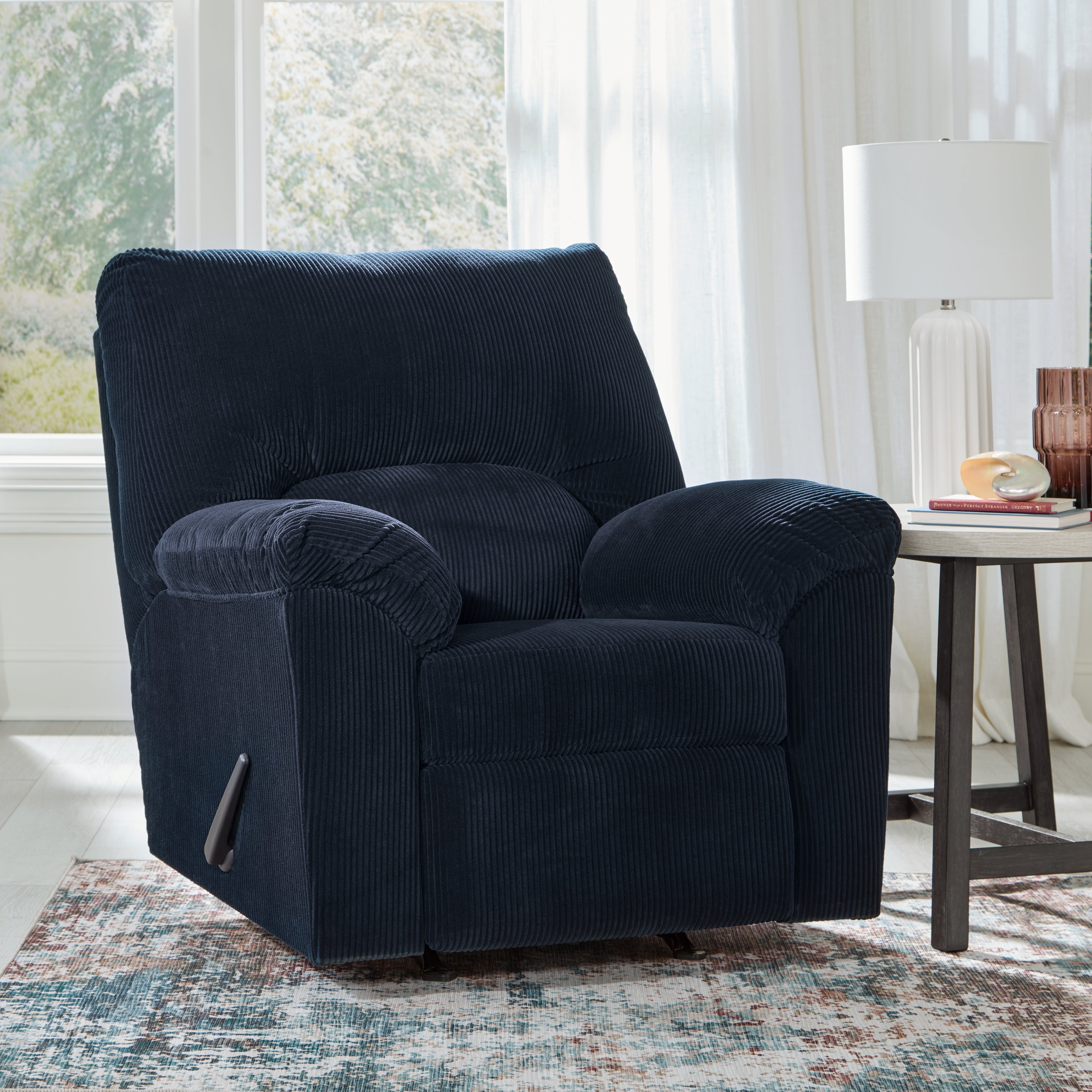 Ashley Furniture - Simplejoy Recliner - Navy - Blue Fabric - Recliners - Additional View 1