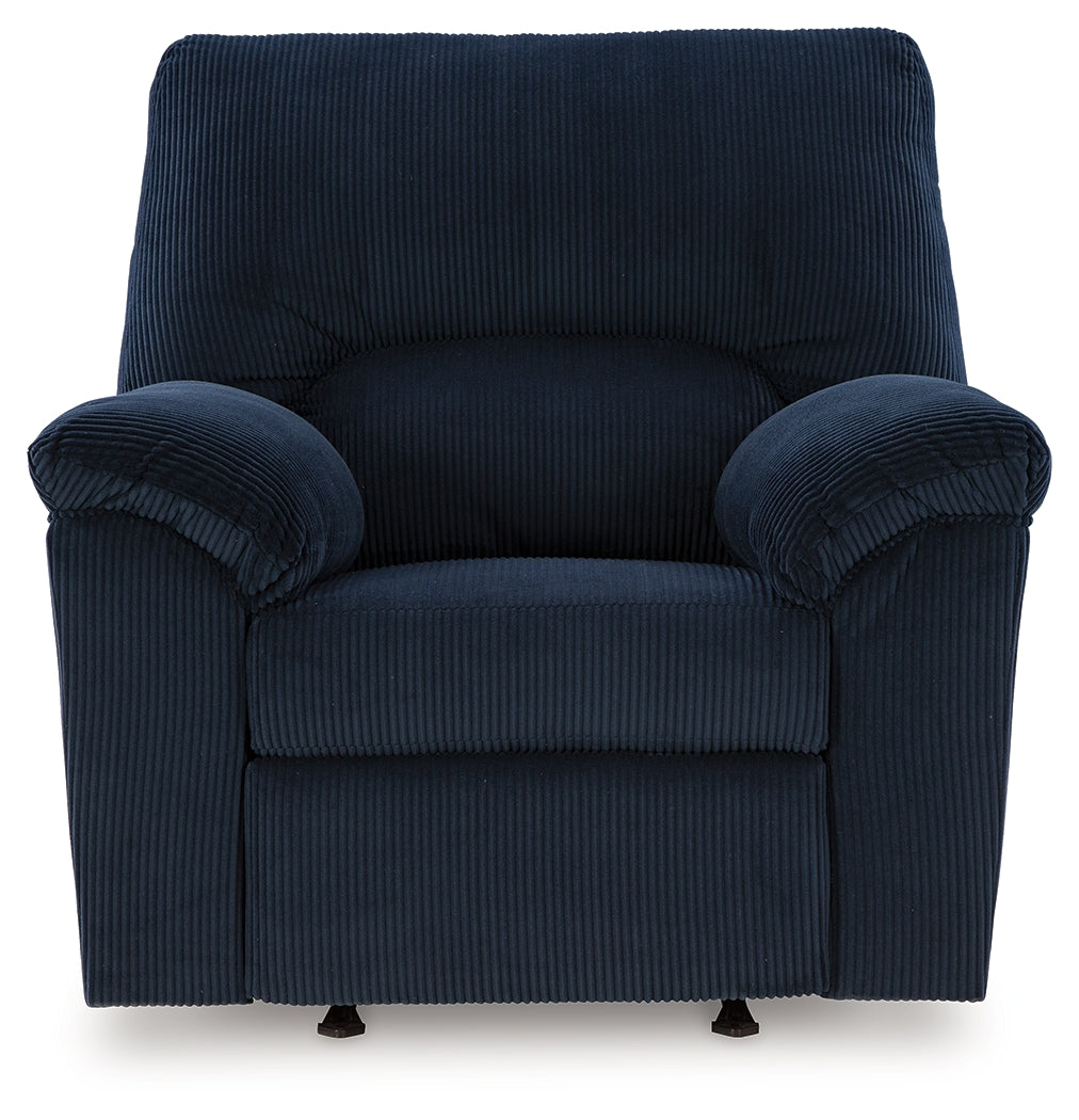 Ashley Furniture - Simplejoy Recliner - Navy - Blue Fabric - Recliners - Additional View 3