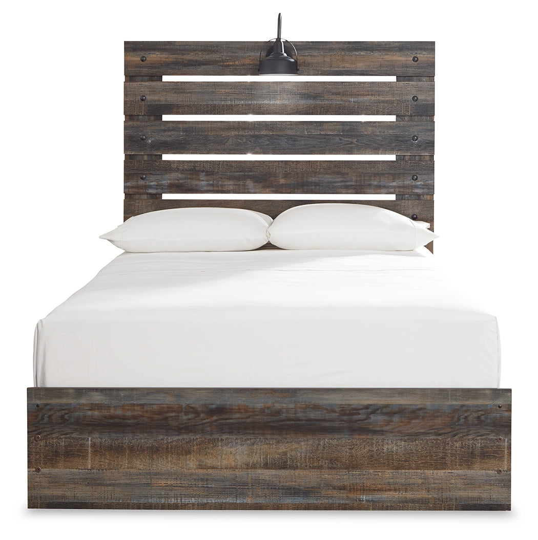 Ashley Furniture - Drystan Full Panel Bed With Light - Brown - Beige Wood - Beds - Additional View 2