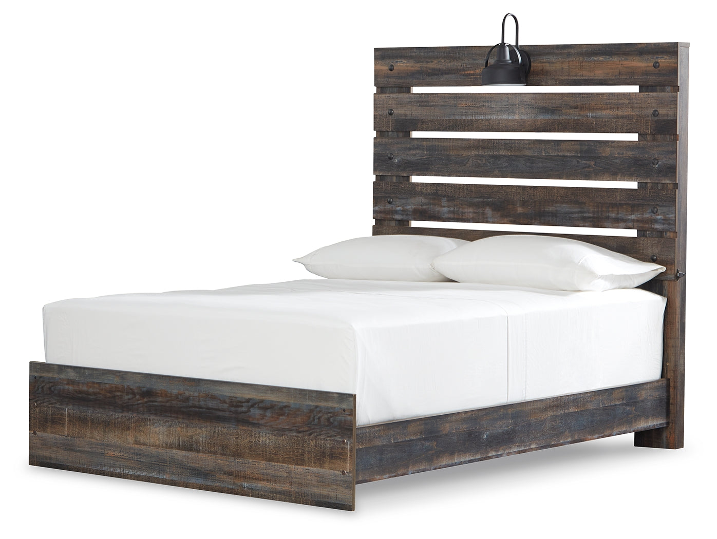 Ashley Furniture - Drystan Full Panel Bed With Light - Brown - Beige Wood - Beds