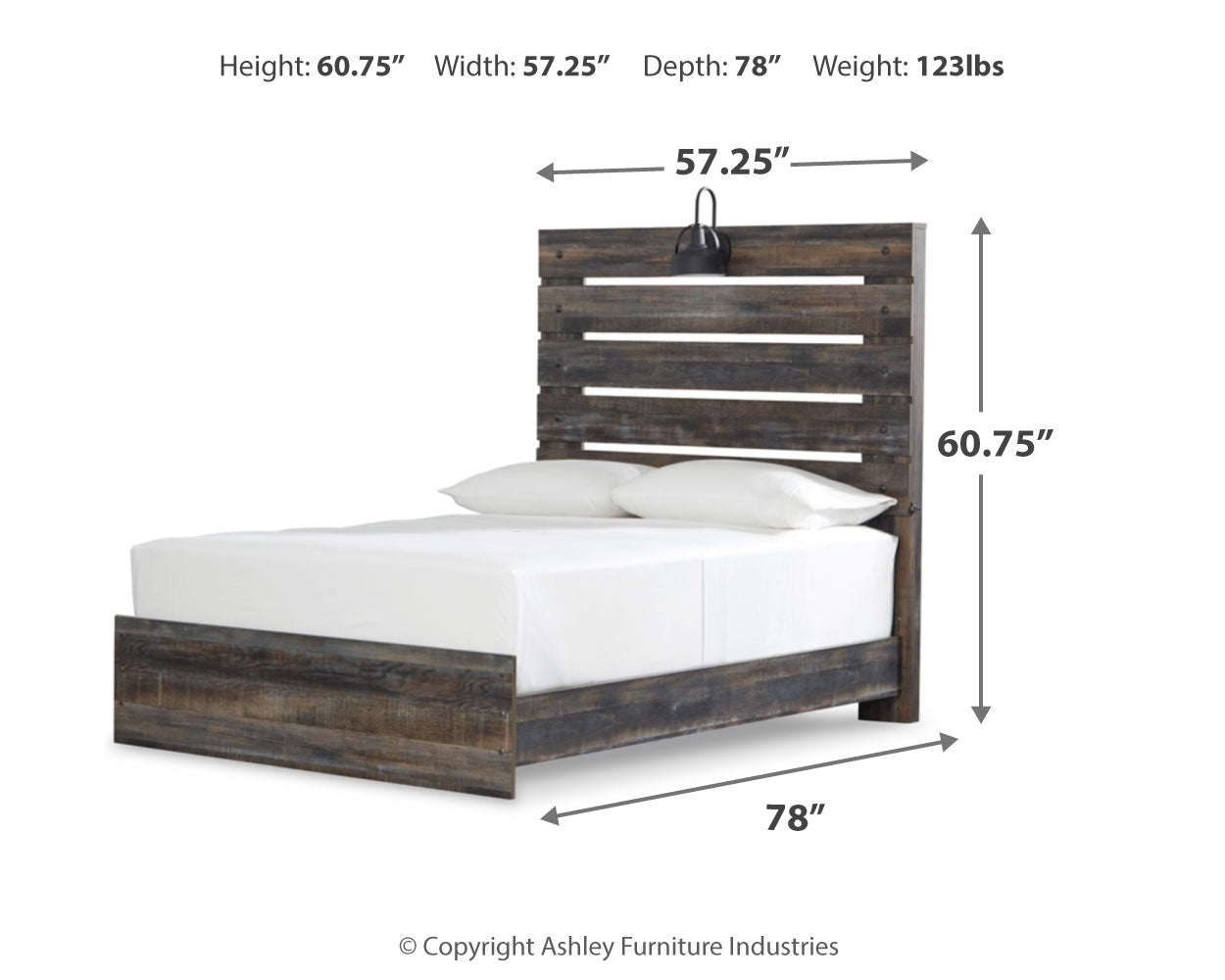 Ashley Furniture - Drystan Full Panel Bed With Light - Brown - Beige Wood - Beds - Additional View 3