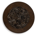 Ashley Furniture - FRALLYN ROUND COCKTAIL TABLE - Dark Brown Faux Marble|Wood - Tables - Additional View 4