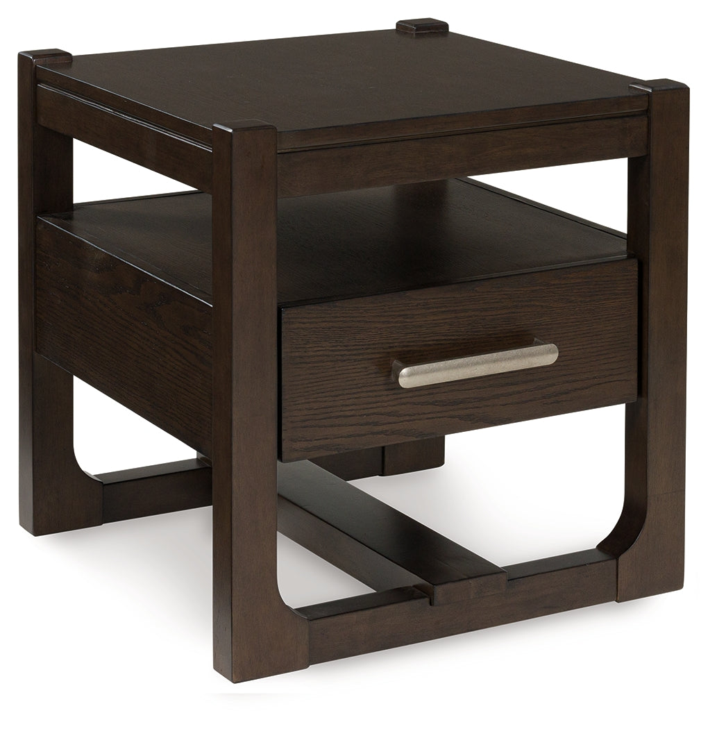 Ashley Furniture - BRECKINGTON END TABLE - Dark Brown Wood - Tables