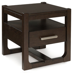 Ashley Furniture - BRECKINGTON END TABLE - Dark Brown Wood - Tables
