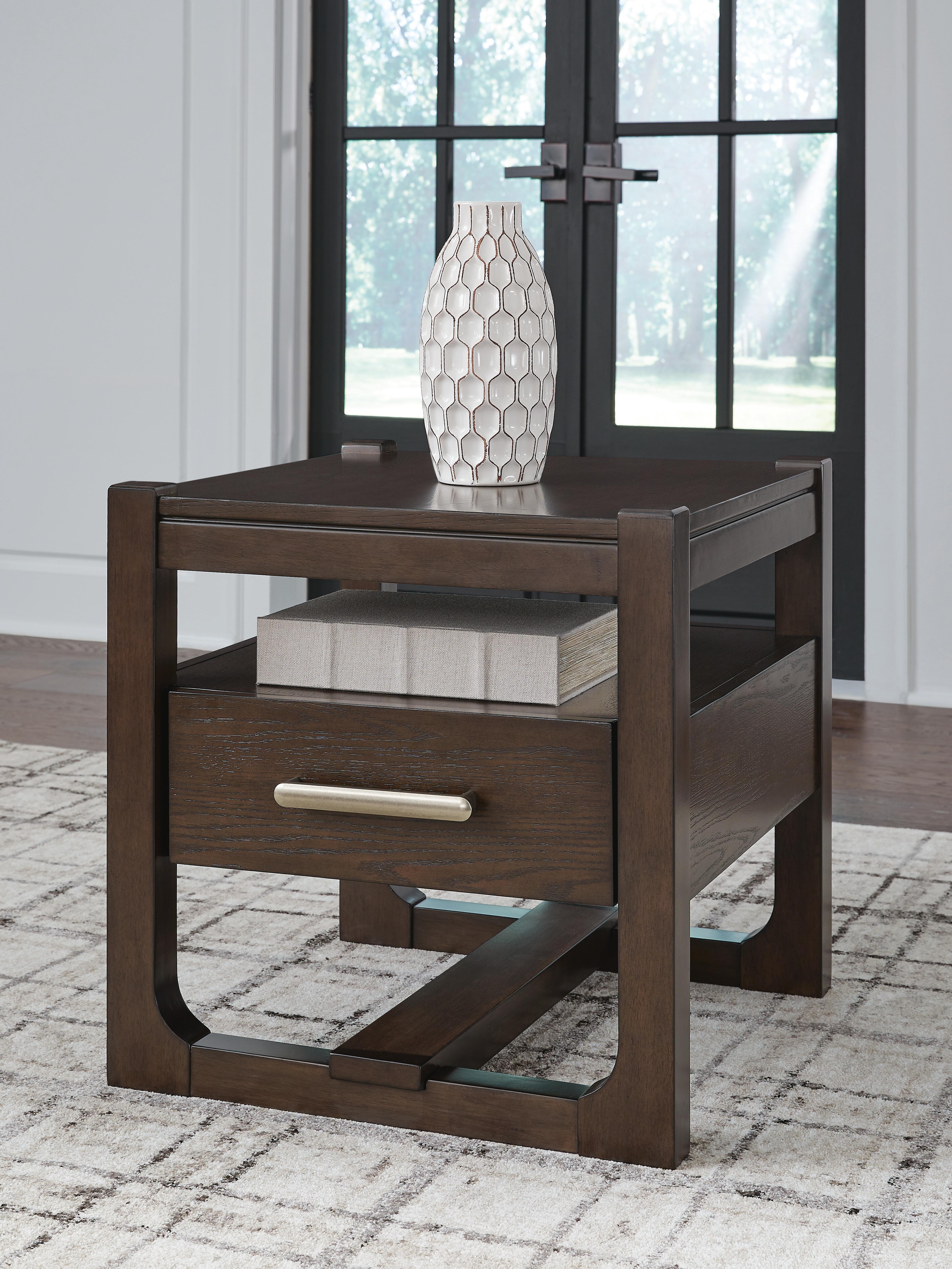 Ashley Furniture - BRECKINGTON END TABLE - Dark Brown Wood - Tables - Additional View 1
