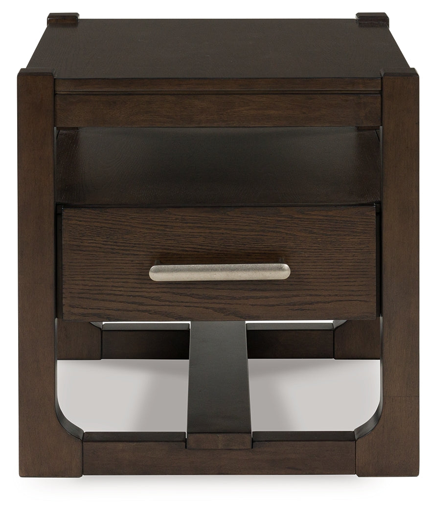 Ashley Furniture - BRECKINGTON END TABLE - Dark Brown Wood - Tables - Additional View 2