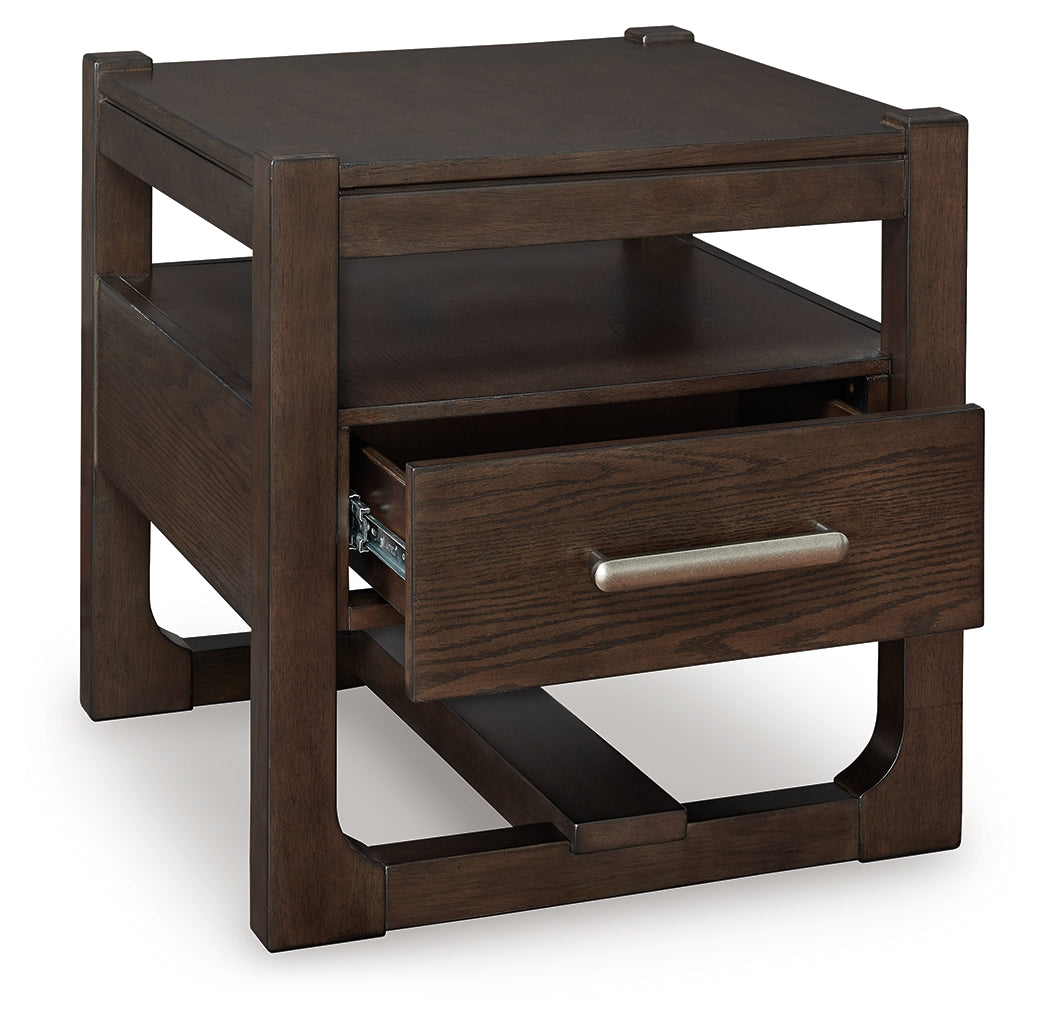 Ashley Furniture - BRECKINGTON END TABLE - Dark Brown Wood - Tables - Additional View 3