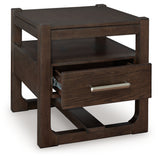 Ashley Furniture - BRECKINGTON END TABLE - Dark Brown Wood - Tables - Additional View 3