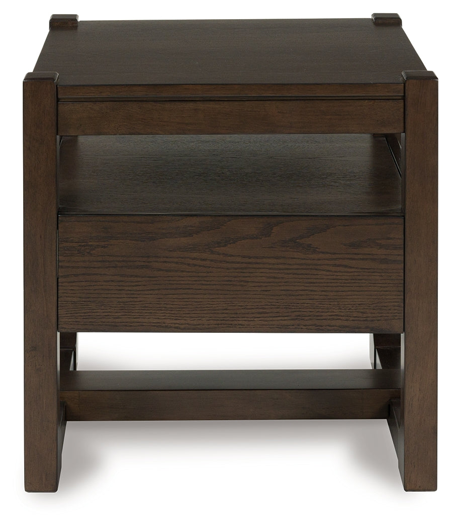 Ashley Furniture - BRECKINGTON END TABLE - Dark Brown Wood - Tables - Additional View 4