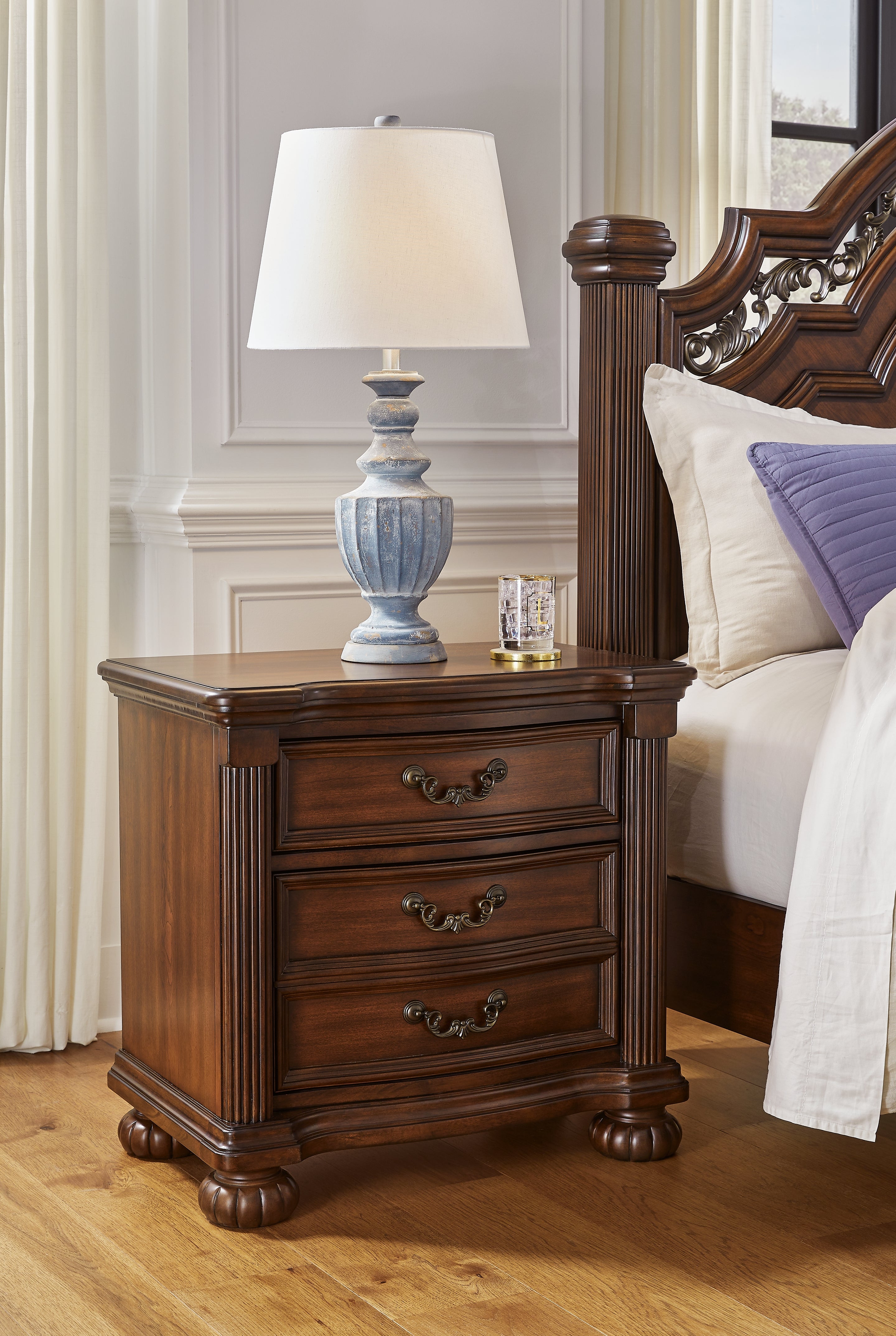 Ashley Furniture - LAVINTON NIGHTSTAND - Dark Brown Wood - Nightstands - Additional View 1