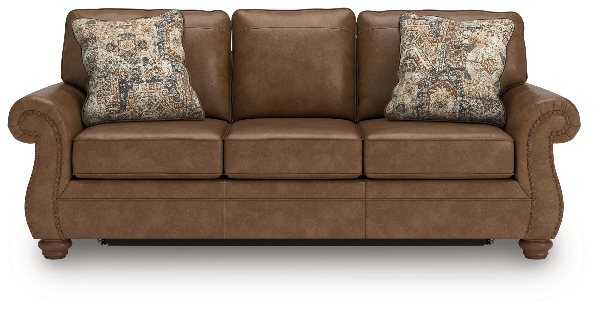Ashley Furniture - Shadsburne Queen Sofa Sleeper - Earth - Dark Brown Faux Leather - Sofas - Additional View 2