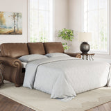 Ashley Furniture - Shadsburne Queen Sofa Sleeper - Earth - Dark Brown Faux Leather - Sofas
