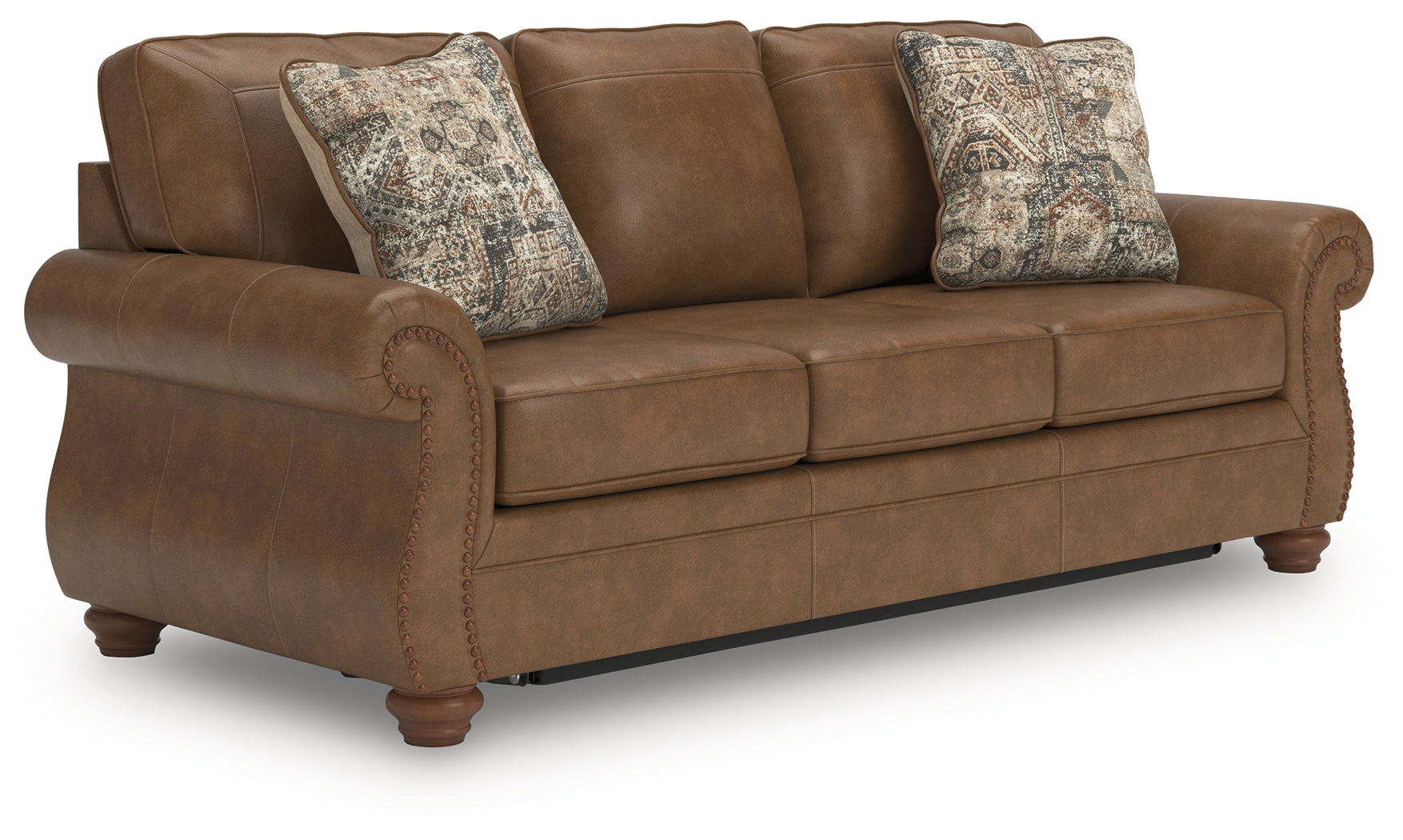 Ashley Furniture - Shadsburne Queen Sofa Sleeper - Earth - Dark Brown Faux Leather - Sofas - Additional View 1