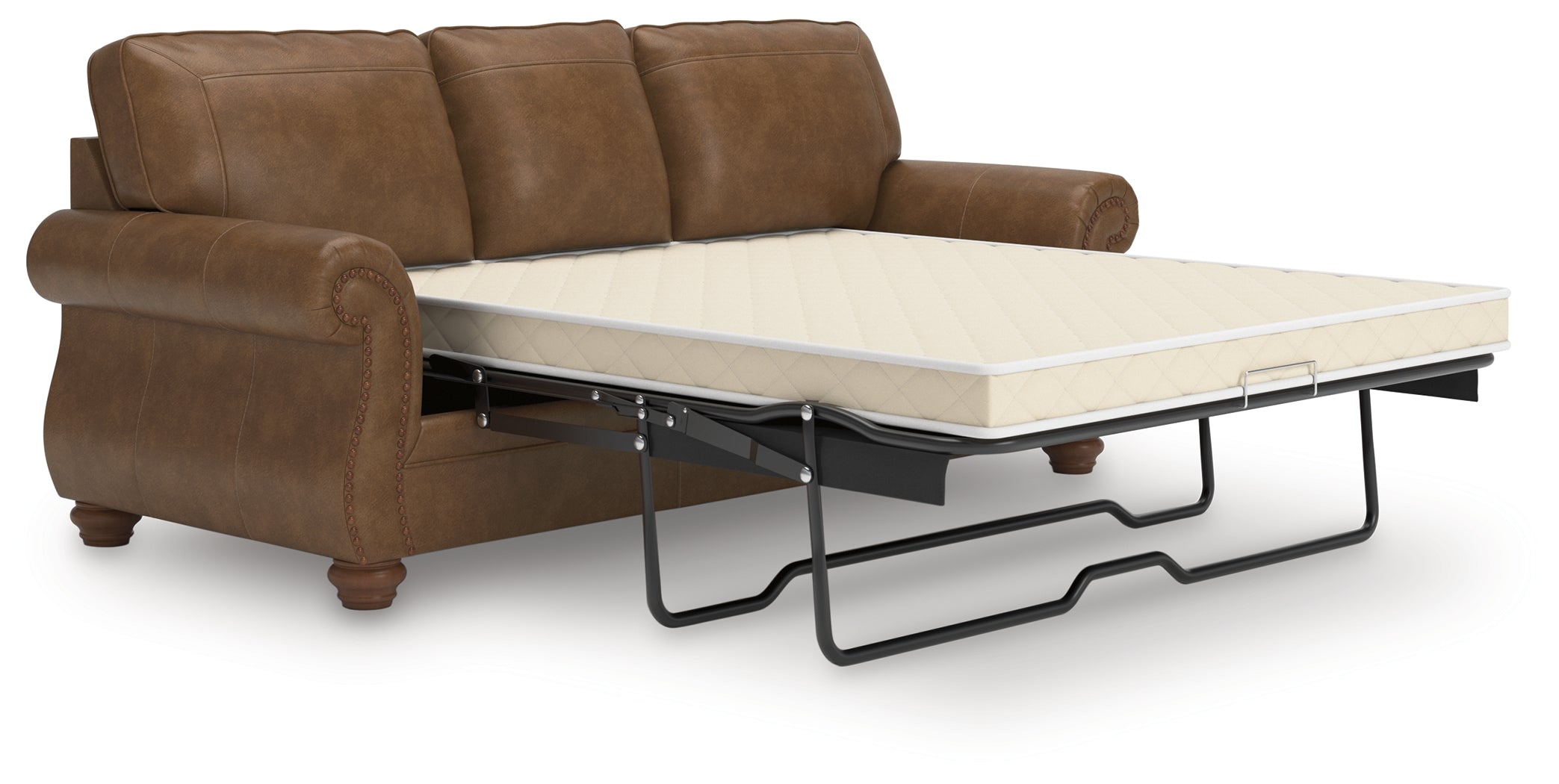 Ashley Furniture - Shadsburne Queen Sofa Sleeper - Earth - Dark Brown Faux Leather - Sofas - Additional View 3