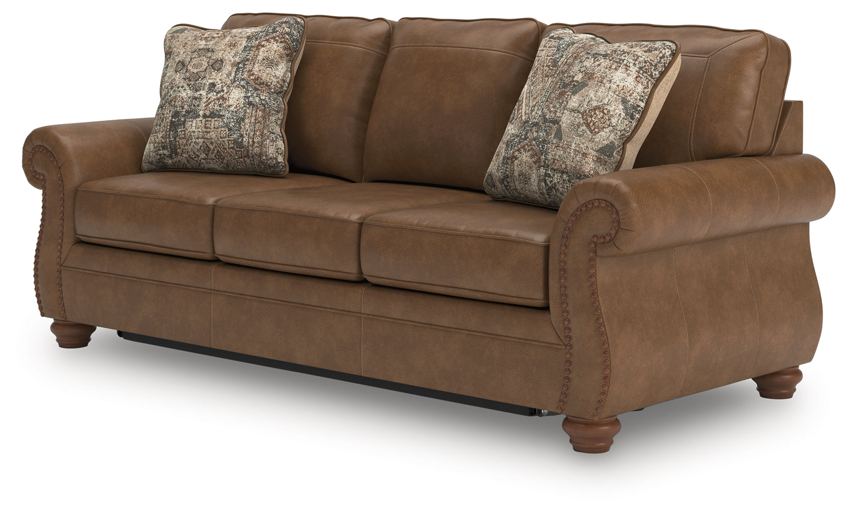 Ashley Furniture - Shadsburne Queen Sofa Sleeper - Earth - Dark Brown Faux Leather - Sofas - Additional View 7