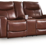 Ashley Furniture - MOMENTUM MAHOGANY LEATHER 2P POWER CONSOLE LOVESEAT - Dark Brown Leather Match - Loveseats