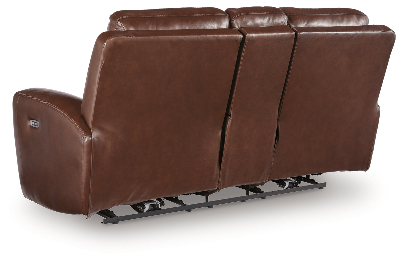 Ashley Furniture - MOMENTUM MAHOGANY LEATHER 2P POWER CONSOLE LOVESEAT - Dark Brown Leather Match - Loveseats - Additional View 4
