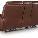 Ashley Furniture - MOMENTUM MAHOGANY LEATHER 2P POWER CONSOLE LOVESEAT - Dark Brown Leather Match - Loveseats - Additional View 4