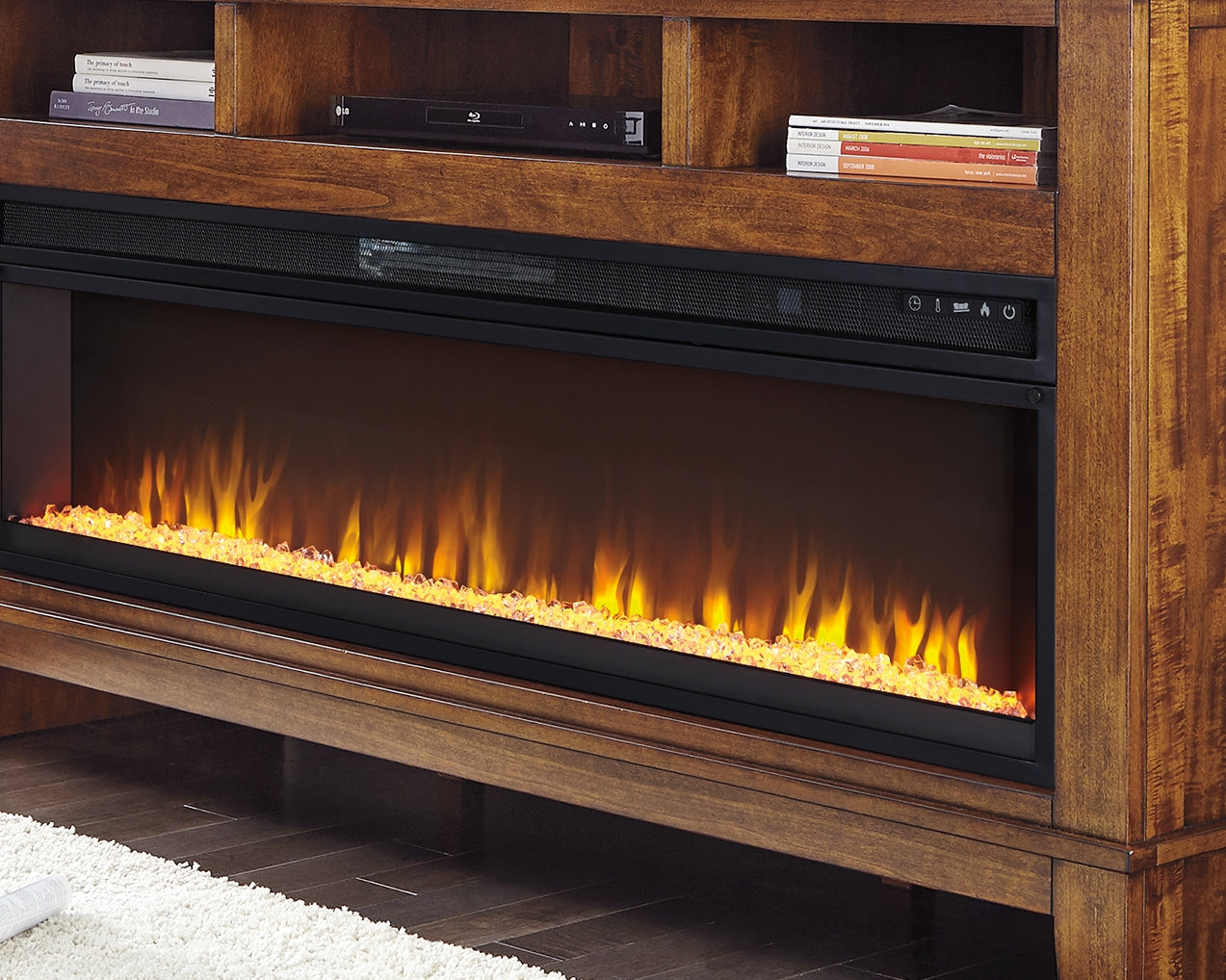 Ashley Furniture - ENTERTAINMENT ACCESSORIES WIDE FIREPLACE INSERT - Black Metal - Fireplace Inserts - Additional View 1