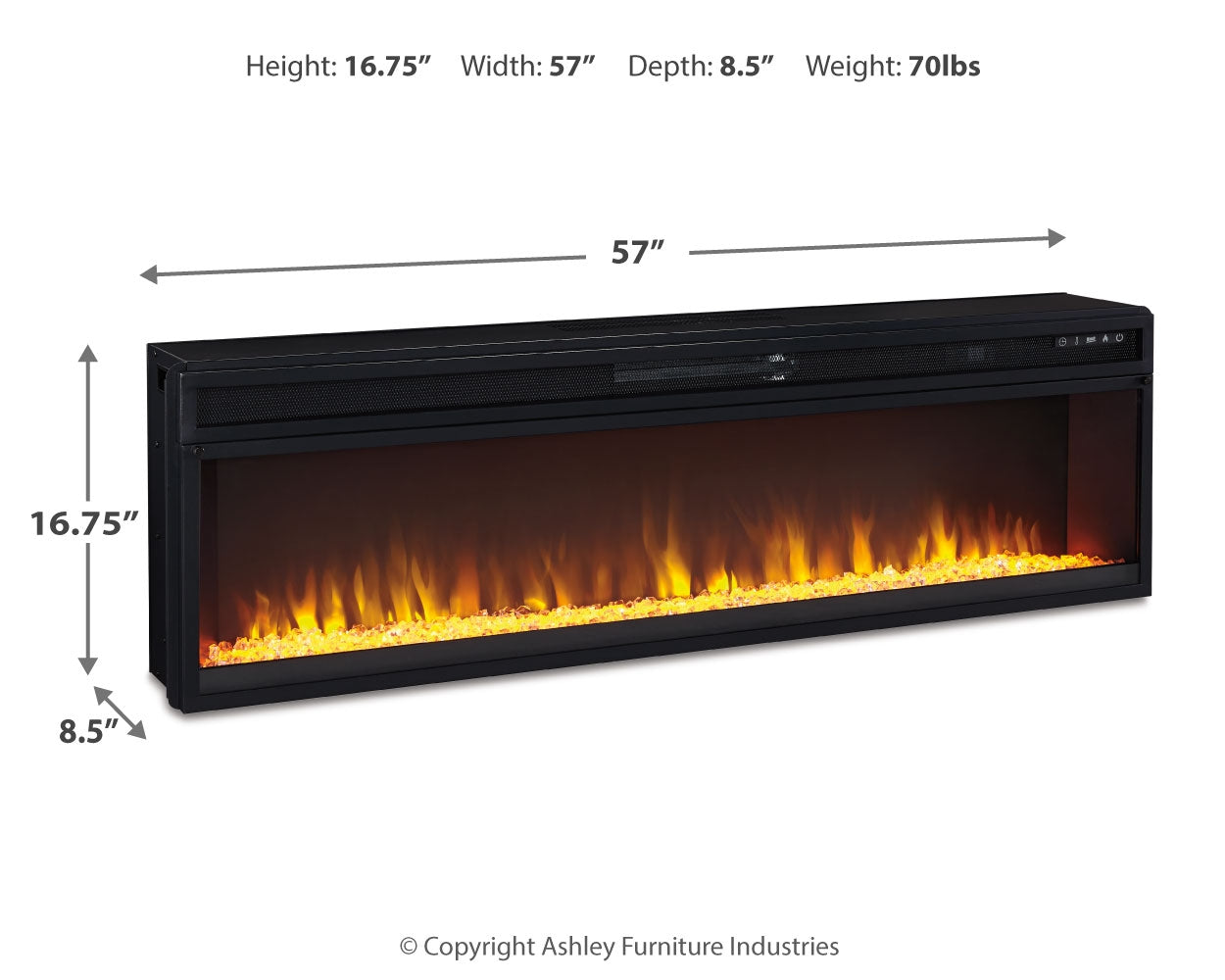 Ashley Furniture - ENTERTAINMENT ACCESSORIES WIDE FIREPLACE INSERT - Black Metal - Fireplace Inserts - Additional View 3