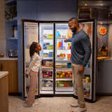 GE FINGERPRINT RESISTANT STAINLESS 28CU SIDE BY SIDE REFRIGERATOR WITH DISPENSER AND LED WALL - Pearl Silver - Refrigerators - Additional View 28