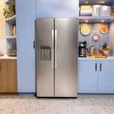 GE FINGERPRINT RESISTANT STAINLESS 28CU SIDE BY SIDE REFRIGERATOR WITH DISPENSER AND LED WALL - Pearl Silver - Refrigerators - Additional View 32
