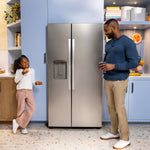 GE FINGERPRINT RESISTANT STAINLESS 28CU SIDE BY SIDE REFRIGERATOR WITH DISPENSER AND LED WALL - Pearl Silver - Refrigerators - Additional View 33
