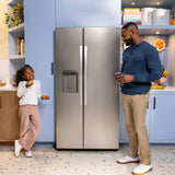 GE FINGERPRINT RESISTANT STAINLESS 28CU SIDE BY SIDE REFRIGERATOR WITH DISPENSER AND LED WALL - Pearl Silver - Refrigerators - Additional View 33