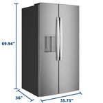 GE FINGERPRINT RESISTANT STAINLESS 28CU SIDE BY SIDE REFRIGERATOR WITH DISPENSER AND LED WALL - Pearl Silver - Refrigerators - Additional View 34