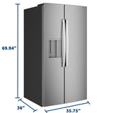 GE FINGERPRINT RESISTANT STAINLESS 28CU SIDE BY SIDE REFRIGERATOR WITH DISPENSER AND LED WALL - Pearl Silver - Refrigerators - Additional View 34