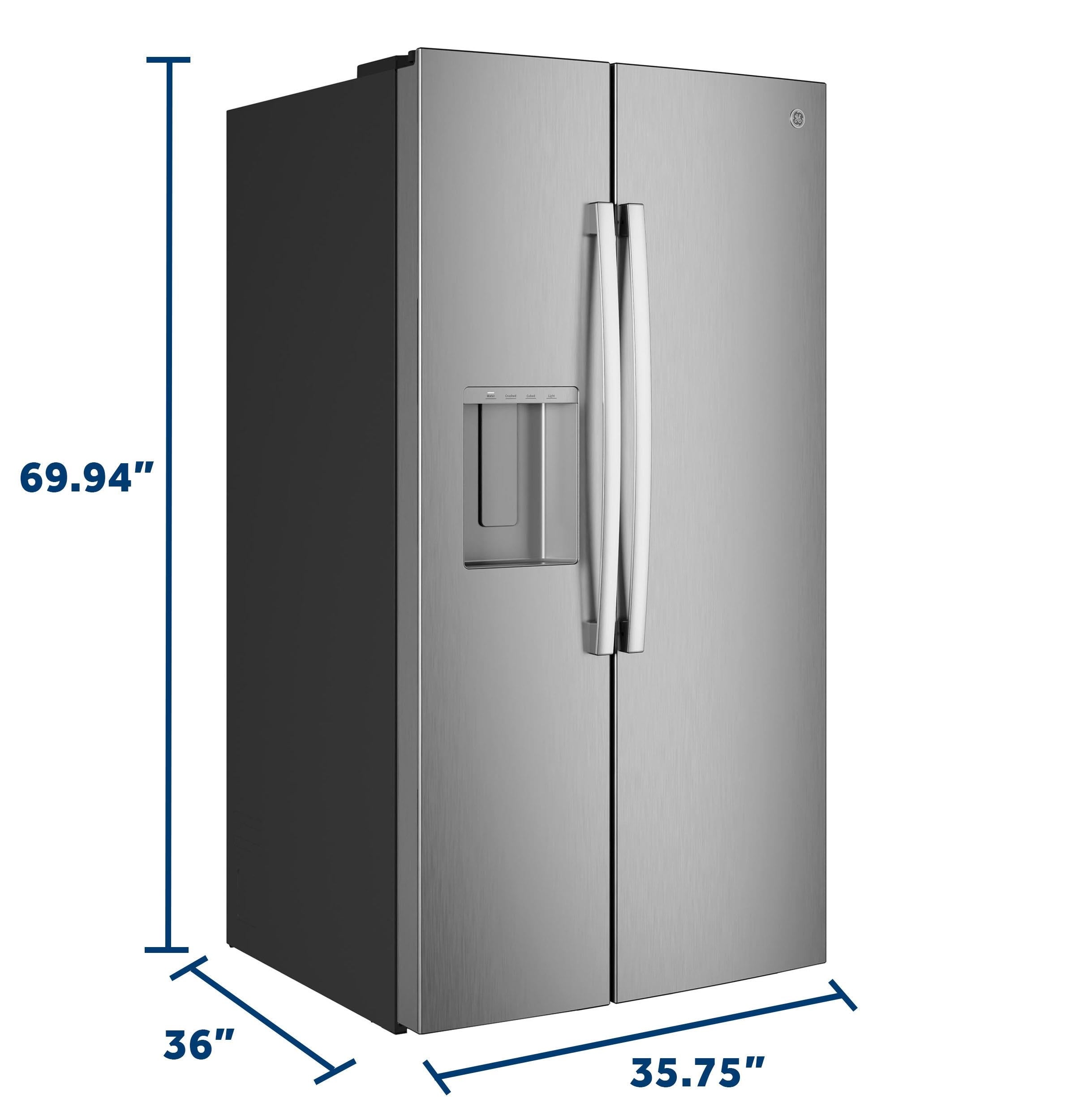 GE FINGERPRINT RESISTANT STAINLESS 28CU SIDE BY SIDE REFRIGERATOR WITH DISPENSER AND LED WALL - Pearl Silver - Refrigerators - Additional View 34