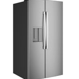 GE FINGERPRINT RESISTANT STAINLESS 28CU SIDE BY SIDE REFRIGERATOR WITH DISPENSER AND LED WALL - Pearl Silver - Refrigerators - Additional View 2