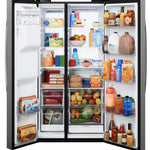 GE FINGERPRINT RESISTANT STAINLESS 28CU SIDE BY SIDE REFRIGERATOR WITH DISPENSER AND LED WALL - Pearl Silver - Refrigerators - Additional View 5