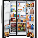 GE FINGERPRINT RESISTANT STAINLESS 28CU SIDE BY SIDE REFRIGERATOR WITH DISPENSER AND LED WALL - Pearl Silver - Refrigerators - Additional View 5