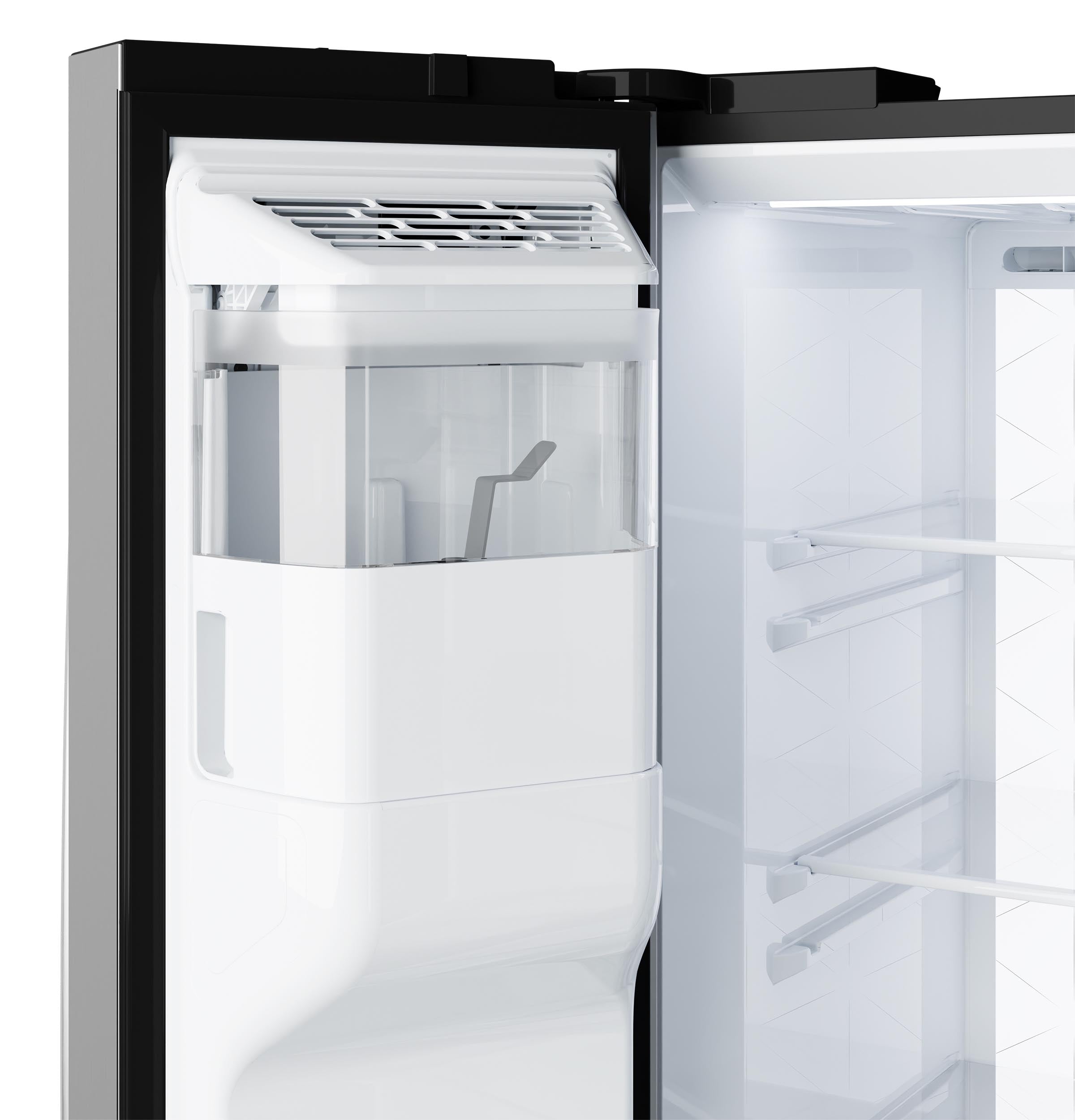 GE FINGERPRINT RESISTANT STAINLESS 28CU SIDE BY SIDE REFRIGERATOR WITH DISPENSER AND LED WALL - Pearl Silver - Refrigerators - Additional View 10