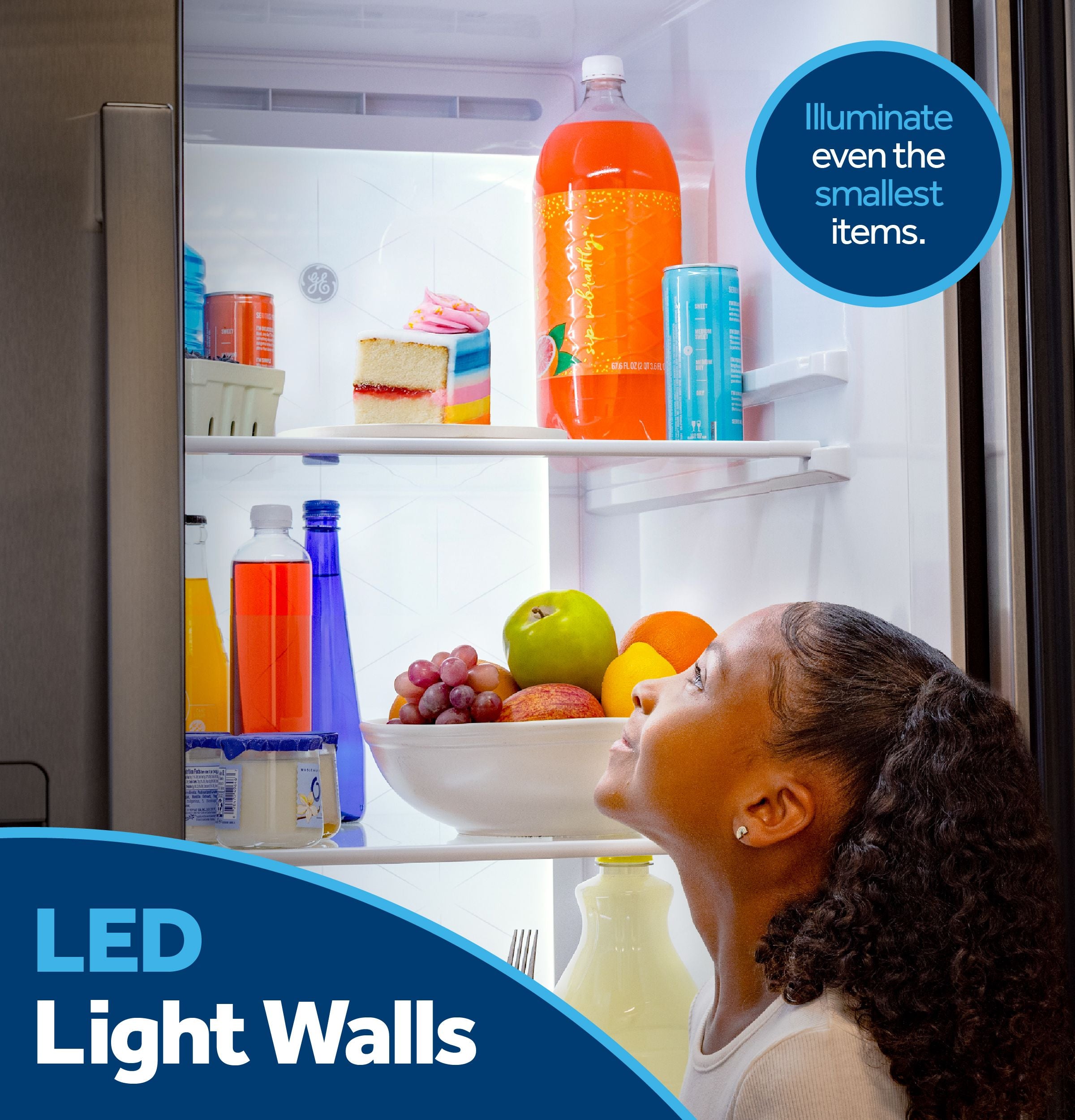 GE FINGERPRINT RESISTANT STAINLESS 28CU SIDE BY SIDE REFRIGERATOR WITH DISPENSER AND LED WALL - Pearl Silver - Refrigerators - Additional View 12