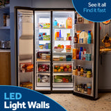 GE FINGERPRINT RESISTANT STAINLESS 28CU SIDE BY SIDE REFRIGERATOR WITH DISPENSER AND LED WALL - Pearl Silver - Refrigerators - Additional View 13