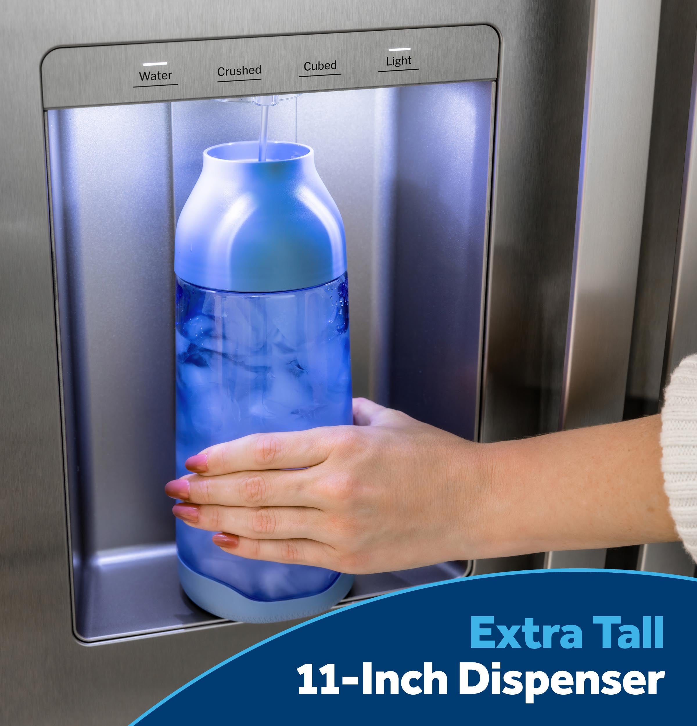 GE FINGERPRINT RESISTANT STAINLESS 28CU SIDE BY SIDE REFRIGERATOR WITH DISPENSER AND LED WALL - Pearl Silver - Refrigerators - Additional View 14