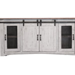 International Furniture Direct - PUEBLO BARN DOOR TV STAND - White|Dark Brown Wood - TV Stands